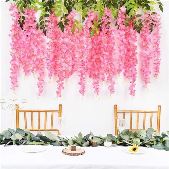 6 Pack Artificial Fake Wisteria Vine Ratta Hanging Garland Silk Flowers String - Picture 2 of 7